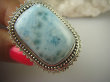 bpe6430 OLBRZYM OKAZ 29 G !!! Pierścień RZADKI Anielski kamień Błękitny LARIMAR - stawy ,serce, lęki , otwiera czakrę gardła r.16 Srebro 925 # - 8