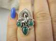 bpe9382 Orientalny Pierścień Pierscionek Królewski Paw z Onyksami Zielony Onyks Onyksy r.14 Srebro 925 # - 4
