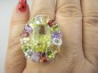 bpee4644 Wooow BOSKO PIĘKNY WIELOBARWNY Lux Pierścień Pierścionek naturalny Cytryn Lemon, Ametyst, Granaty, Oliwin, Blue Topaz r.19 SREBRO 925 # - 3