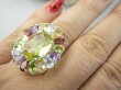 bpee4644 Wooow BOSKO PIĘKNY WIELOBARWNY Lux Pierścień Pierścionek naturalny Cytryn Lemon, Ametyst, Granaty, Oliwin, Blue Topaz r.19 SREBRO 925 # - 4