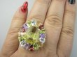 bpee4644 Wooow BOSKO PIĘKNY WIELOBARWNY Lux Pierścień Pierścionek naturalny Cytryn Lemon, Ametyst, Granaty, Oliwin, Blue Topaz r.19 SREBRO 925 # - 6
