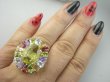 bpee4644 Wooow BOSKO PIĘKNY WIELOBARWNY Lux Pierścień Pierścionek naturalny Cytryn Lemon, Ametyst, Granaty, Oliwin, Blue Topaz r.19 SREBRO 925 # - 7
