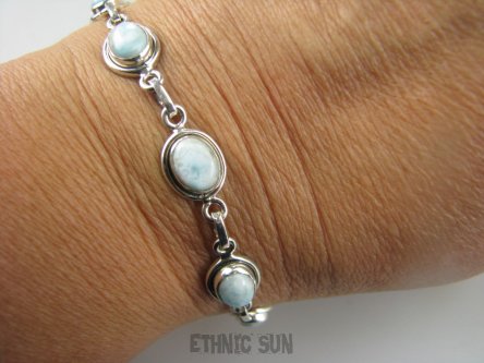 bb3202 Słodka Niewinność !!! Anielski Kamień Błękitna Delikatna Bransoleta Błękitny Larimar - kamień na stawy, serce lęki, otwiera czakrę gardła Srebro 925 #