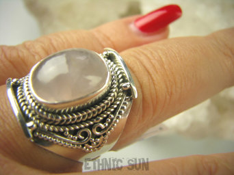 bpe6936 Delikatny Pierścień z różowym kwarcem KWARC RÓŻOWY - czakra Serca r.20 Srebro 925 #