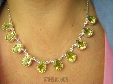 bn1495 LUX BOSKA Duża 38G KOLIA Naszyjnik regulowany min.44cm- 48cm ŻÓŁTY CYTRYN LEMON 10 sztuk kamień antycukrzycowy Srebro 925 #