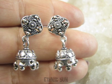 bke1256 TANCERKI Z BOLLYWOOD !!! Orientalne CUDNE Kolczyki na sztyft Całe ze Srebra SREBRO 925