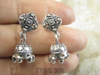 bke1256 TANCERKI Z BOLLYWOOD !!! Orientalne CUDNE Kolczyki na sztyft Całe ze Srebra SREBRO 925