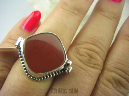 bpe6309 Biżuteria Orientalna !!! Otwierany Pierścień na Zdjęcia, Marzenia SEKRETNIK Czerwony ONYKS r.14/ r.15 Srebro 925 #