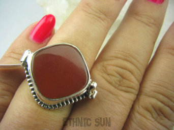bpe6309 Biżuteria Orientalna !!! Otwierany Pierścień na Zdjęcia, Marzenia SEKRETNIK Czerwony ONYKS r.14/ r.15 Srebro 925 #