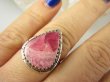 bpe8623 Śliczna Pastelowa KROPLA delikatny Pierścień Pierścionek Różowy RODOCHROZYT - kamień miłości r.19 Srebro 925 # - 2