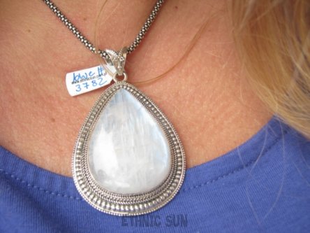 bwe3782 CUDOWNA EGZOTYCZNA PIĘKNOŚĆ !!! Wielki OKAZ 28g ŚLICZNY 6.5cm Wisior Zawieszka KAMIEŃ KSIĘŻYCOWY Srebro 925 #