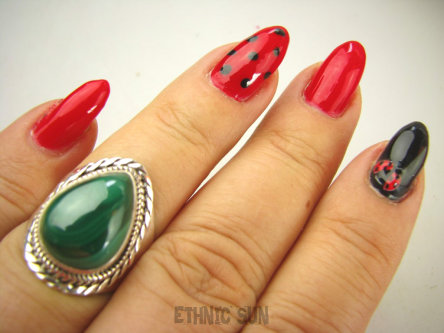 bpe9022 PIERŚCIEŃ Pierścionek z zielonym Malachitem Malachit - pobudza kreatywność r.15 Srebro 925 #