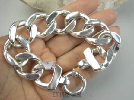 bb3893 Wooow PRZEMEGAŚNA ogromna 36G DWUSTRONNA 21.8 cm Szeroka wygodna Lśniąca Bransoleta cała ze Srebra sploty pancerka dmuchane Srebro 925 #