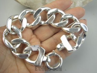 bb3893 Wooow PRZEMEGAŚNA ogromna 36G DWUSTRONNA 21.8 cm Szeroka wygodna Lśniąca Bransoleta cała ze Srebra sploty pancerka dmuchane Srebro 925 #