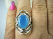 bpee3008 AŻUROWA SIEĆ !!! CACUSZKO Przepiękny Pierścień szlifowany Niebieski Chalcedon (tarczyca) CZAKRA GARDŁA r.16 ażurowa obrączka Srebro 925 # - 4
