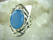 bpee3008 AŻUROWA SIEĆ !!! CACUSZKO Przepiękny Pierścień szlifowany Niebieski Chalcedon (tarczyca) CZAKRA GARDŁA r.16 ażurowa obrączka Srebro 925 # - 3