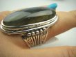 bpe4112 GRECKA BOGINI !!!! Duży Długi 3,9 cm OKAZ Pierścień  Niebiesko Seledynowy w paseczki Labradoryt Spektrolit - kamień Zorzy Polarnej r.20 Srebro 925 # - 9