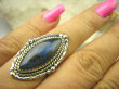 bpe7978 Czarodziejsko Piękny Orientalny Pierścień Niebieski, Granatowy Labradoryt Spektrolit - kamień Zorzy Polarnej r.16 Srebro 925 # - 4