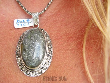 bwe3701 Rzadkość ALE SIĘ ISKRZY GWIAZDAMI Piękny DUŻY 19g!  Wisior UNIKAT Czarny Kamień Słoneczny Mieniący się na srebrzysto Srebro 925 #