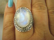 bpe6362 Niebiesko Chabrowa Egzotyczna piękność Pierścień Kamień Księżycowy r.17 Srebro 925 # - 5