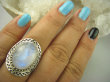 bpe6362 Niebiesko Chabrowa Egzotyczna piękność Pierścień Kamień Księżycowy r.17 Srebro 925 # - 6