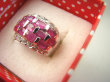 bpee4285  Lux OBŁĘDNA Delikatny Pierścień Obrączka Pierścionek naturalne Rubiny Birmańskie, oraz Cyrkonie r.15 SREBRO RODOWANE 925 # - 9