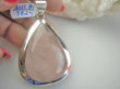 bwe3824 PIĘKNY KLASYCZNY Duży 25 gramów !!!!! Wisior Zawieszka z Różowym Kwarcem w szerokiej lśniącej oprawie Kwarc Różowy - kamień mocnego serca Srebro 925 # - 3
