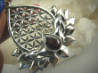 bwee2135 KWIAT ŻYCIA i Kwiat Lotosu SILNY AMULET OCHRONNY !!!! Duży 6,5 cm Wisior Granaty SREBRO 925 # - 7