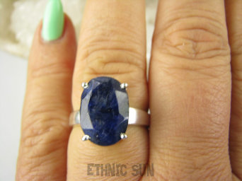 bpee4205 PIĘKNY LUX Pierścień Pierścionek OKAZ Szafir Indyjski Szafiry r.17/ r.18 Srebro 925