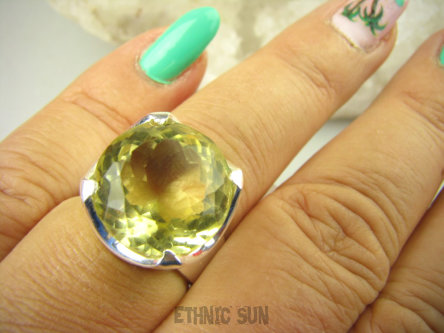 bpee4062 Nowa Kolekcja !!! Elegancki Pierścień Pierścionek złoto żółty słoneczny CYTRYN najwyższa jakość kamienia r.14 Srebro 925 #