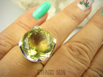 bpee4062 Nowa Kolekcja !!! Elegancki Pierścień Pierścionek złoto żółty słoneczny CYTRYN najwyższa jakość kamienia r.14 Srebro 925 #