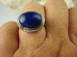 bpe6473 Cudny Wysoki PIERŚCIEŃ Granatowy Lapis Lazuli - strażnik prawdy i mądrości r.20 Srebro 925 # - 4