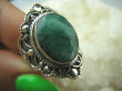 bpee3239 SZMARAGDOWY KLEJNOT - Piękny Egzotyczny OKAZ Pierścień zielony Szmaragd Indyjski Szmaragdy r.18 Srebro 925 # - 7