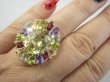 bpee4643 Wooow BOSKO PIĘKNY WIELOBARWNY Lux Pierścień Pierścionek naturalny Cytryn Lemon, Ametyst, Granaty, Oliwin, Blue Topaz r.19 SREBRO 925 # - 10