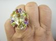 bpee4643 Wooow BOSKO PIĘKNY WIELOBARWNY Lux Pierścień Pierścionek naturalny Cytryn Lemon, Ametyst, Granaty, Oliwin, Blue Topaz r.19 SREBRO 925 # - 6