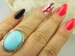 bpe8851 Niezwykły OKAZ Pierścień Pierścionek naturalny TURKUS ARIZONA Turkusy r.17 Srebro 925 # - 3