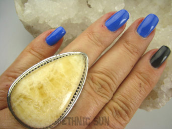 bpe7169 Piękny  WIELKI Żółty SKARB Pani Natury GIGANT 26 gramów !!! Egzotyczny Regulowany Pierścień kojący ŻÓŁTY JASPIS KRAJOBRAZOWY r.19, r.20, r.21, r.22, r.23, r.24 Srebro 925 #