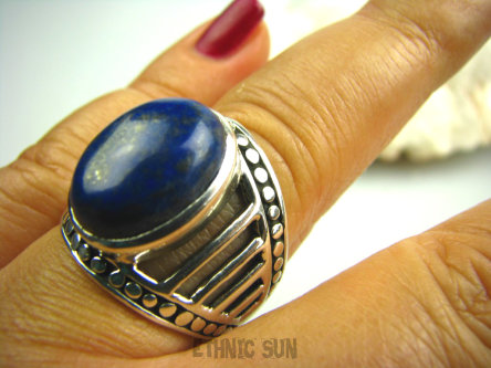 bpe1981 Drabinka do nieba Pierścień z królewskim Lapis Lazuli strażnik prawdy i mądrości r.20/ r.21 Srebro 925 #