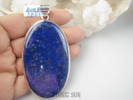 bwe3867 Woow EGIPSKA BOGINI !!! OGROMNY kawał Olbrzyma Długi 8.6 cm/ 4.3cm  GIGANT 46 g!! Wisior z królewskim kamieniem LAPIS LAZULI strażnik prawdy i mądrości w klasycznej oprawie Srebro 925 #