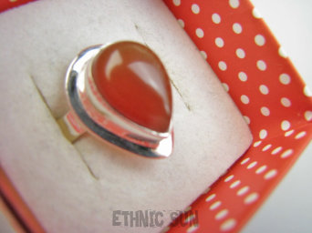 bpe9363 Przepiękny Delikatny Pierścień Pierścionek czerwony ONYKS - regeneruje SERCE, EGZEMY, PAMIĘĆ r.18/ r.19 Srebro 925